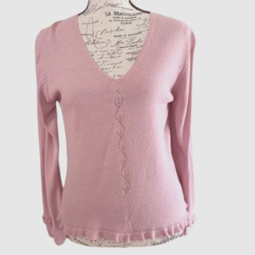 Studio M Knit Sweater w Ruffled Hem